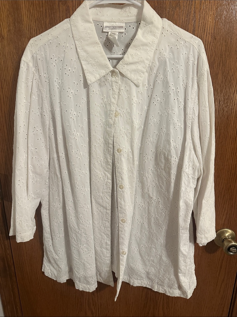 Jones New York White Eyelet Blouse